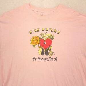 Bad Bunny Band Short Sleeve Crew Neck T Shirt Womens Size Extra Large XL Pink